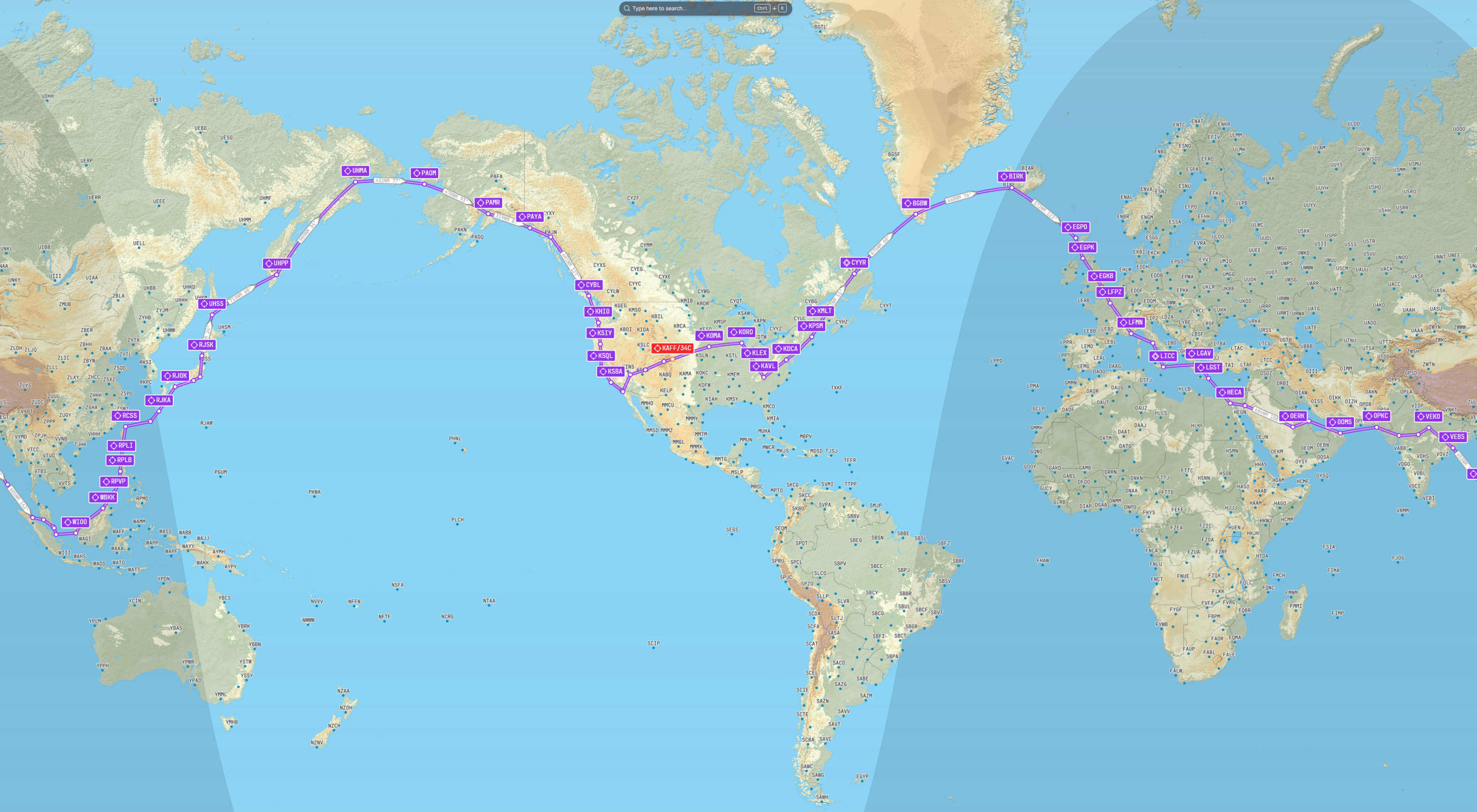 Around the World Route